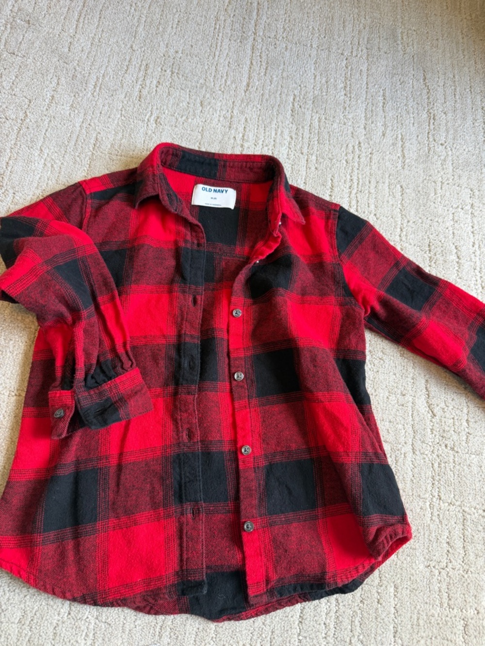 Old Navy Red and Black Plaid Button-Down Shirt
